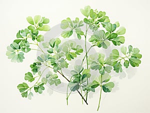 Maidenhair fern watercolor style isolated on white background