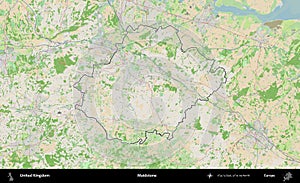 Maidstone outlined, United Kingdom. OpenStreetMap French photo