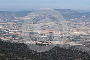 Views of the Castalla Internacional urbanization from the Pere Paia Antennas in the Maigmo mountain range. Alicante, Spain photo