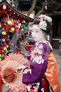 Maiko in Kyoto with Umbrella