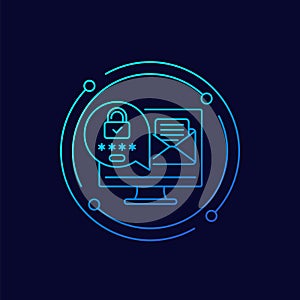 mail access line icon, authentication and password