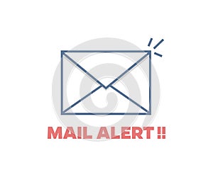 Mail alert icon. Vector envelope blinking illustration
