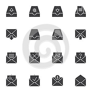 Mail archives vector icons set