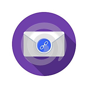 Mail attachment icon. Email icon with long shadow.