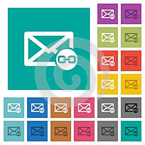 Mail attachment square flat multi colored icons