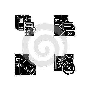 Mail black glyph icons set on white space