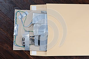 Mail bomb IED - Improvised Explosive Device with c4 and cell phone module in envelope
