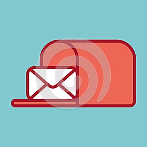 Mail box flat icon. Post office, Mailbox cartoon vector illustration