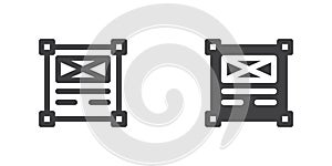 Mail box icon, line and glyph version