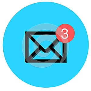 Mail box icon with unread message notification on the top