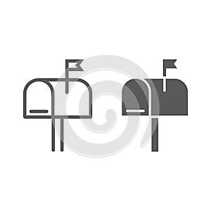 Mail box line and glyph icon, letter and post