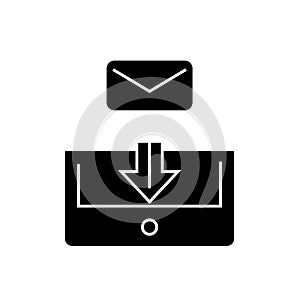 Mail box post black vector concept icon. Mail box post flat illustration, sign
