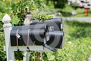 Mail box on the road close up detail