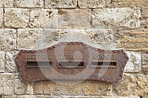 Mail box on stone wall wall