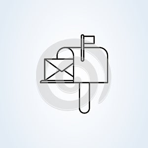 Mail box symbol flat style. Line art Vector illustration icon isolated on white background