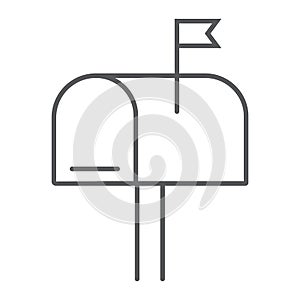 Mail box thin line icon, letter and post, mailbox