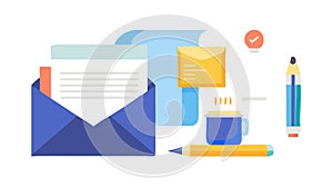 Mail Communication Envelope Letter Pen Vector, vector design Generative AI