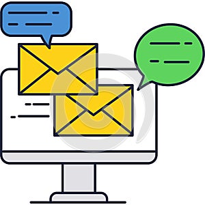 Mail on computer icon email newsletter vector