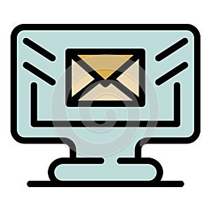 Mail computer icon color outline vector