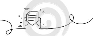Mail correspondence line icon. Read Message sign. Continuous line with curl. Vector