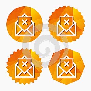 Mail delete icon. Envelope symbol. Message sign.