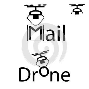 Mail drone delivery and shipping logo vector stamp. Fast moving logo designs template. Creative lettering. Simple vector illustrat