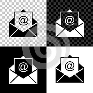 Mail and e-mail icon isolated on black, white and transparent background. Envelope symbol e-mail. Email message sign