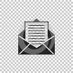 Mail and e-mail icon isolated on transparent background. Envelope symbol e-mail. Email message sign