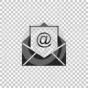 Mail and e-mail icon isolated on transparent background. Envelope symbol e-mail. Email message sign