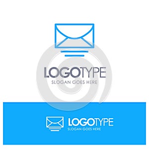 Mail, Email, Message, Global Blue Outline Logo Place for Tagline