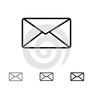 Mail, Email, User, Interface Bold and thin black line icon set