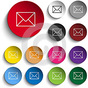 Mail Envelope Icon Circle Color Set