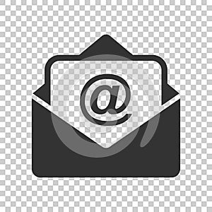 Mail envelope icon in flat style. Email message vector illustration on isolated background. Mailbox e-mail business concept.