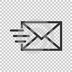 Mail envelope icon in flat style. Email message vector illustration on isolated background. Mailbox e-mail business concept.