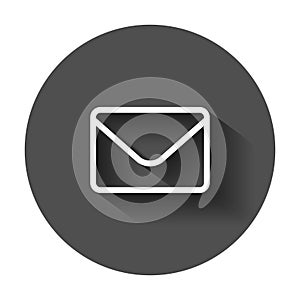 Mail envelope icon in flat style. Receive email letter spam vector illustration with long shadow. Mail communication business con