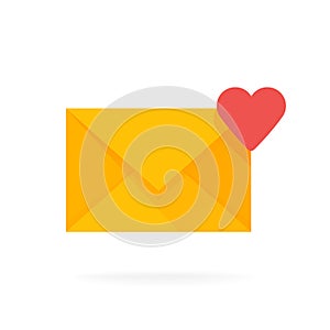 Mail envelope icon with hearts. Email send message concept vector illustration