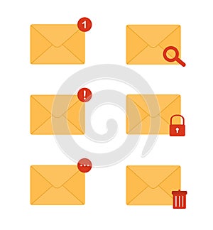 Mail envelope icon. Receiving SMS messages, notifications, invitations. Concept of delivery correspondence and letters