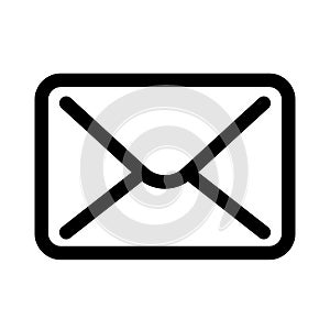 Mail envelope icon. Symbol of e-mail communication or post office. Outline modern design element. Simple black flat