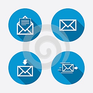 Mail envelope icons. Message document symbols