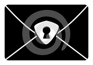 Mail envelope logo with shield and keyhole icon