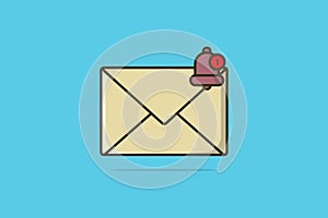 Mail Envelope with Paper Document and Notification vector illustration.
