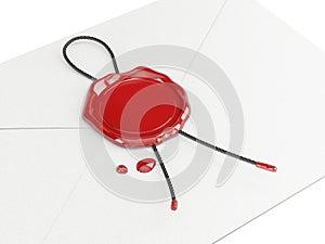 Mail envelope with red wax seal