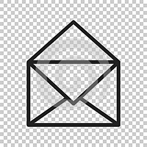 Mail envelope vector icon. Email flat vector illustration. E-mail business concept pictogram on isolated transparent background.