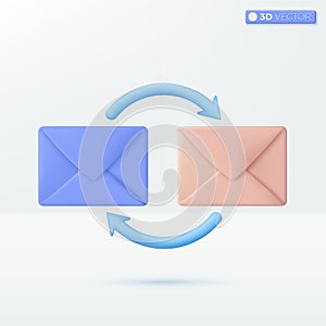 Mail envelopes with circle arrow icon symbol. mail circulation system, Online correspondence, incoming and outgoing mail message