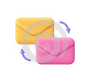 Mail envelopes. Online correspondence, incoming and outgoing mail message concept.