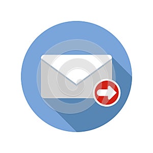 Mail forwarding icon. Email icon with long shadow.