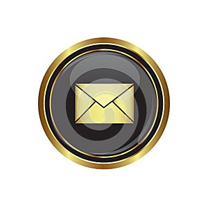 Mail icon on the black with gold round button