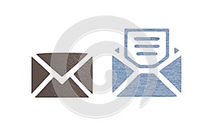 Mail icon brown and blue symbol