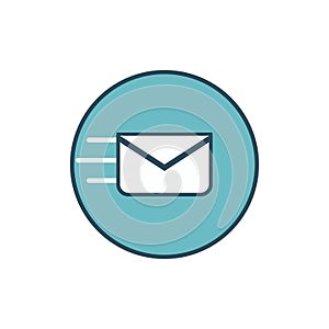 Mail icon. Envelope sign. Vector Illustration. blue background. Email icon. flat style