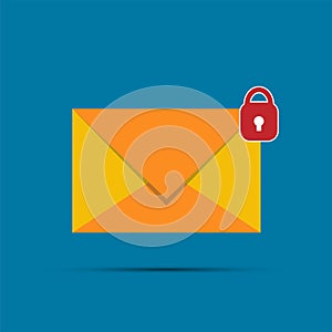 Mail icon and security protection, privacy symbol.Simple design style.vector illustration